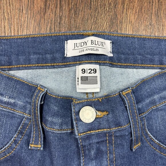 Judy Blue Super Flare Jeans Medium Wash Raw Hem Women’s Size 9/29 Made USA - Picture 5 of 11